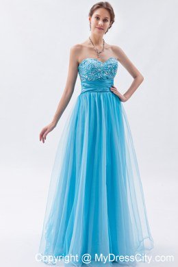 Baby Blue Sweetheart Prom Dress with Beading Floor-length