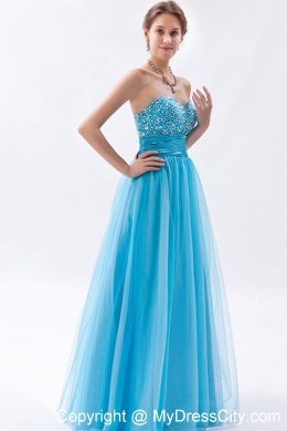 Baby Blue Sweetheart Prom Dress with Beading Floor-length