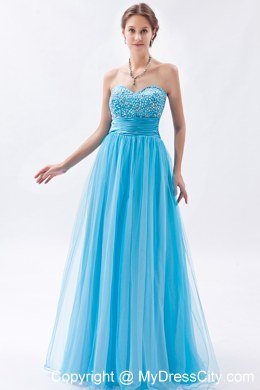 Baby Blue Sweetheart Prom Dress with Beading Floor-length