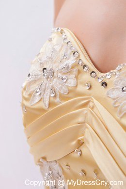 Sweetheart Floor-length Champagne Prom Dress with Appliques