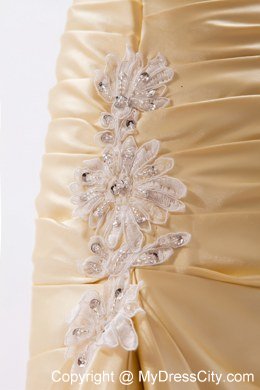 Sweetheart Floor-length Champagne Prom Dress with Appliques