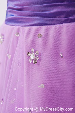 Strapless Floor-length Lavender Prom Dress with Beading