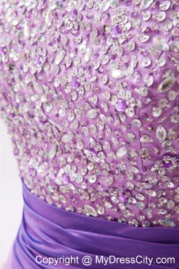 Strapless Floor-length Lavender Prom Dress with Beading