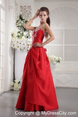 Beading Red Princess Strapless Appliques Spring Prom Gowns