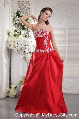 Beading Red Princess Strapless Appliques Spring Prom Gowns