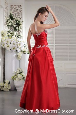 Beading Red Princess Strapless Appliques Spring Prom Gowns