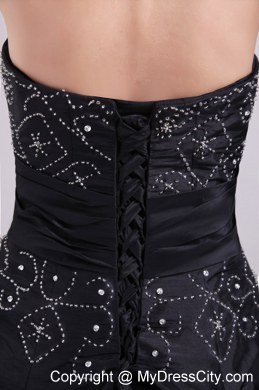 A-Line Strapless Beading Long 2013 Black Prom Gowns