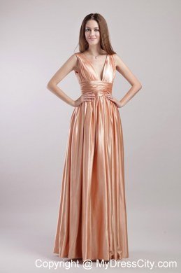 Empire V-neck Neckline Long Prom Dress with Plunging