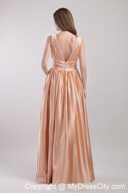 Empire V-neck Neckline Long Prom Dress with Plunging