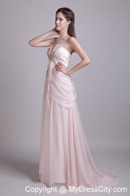 Pink Empire Strapless Pleat Brush Train 2013 Prom Dress