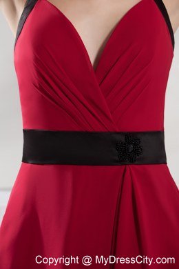 2013 Summer Simple Column Halter Sash Red Dress For Prom