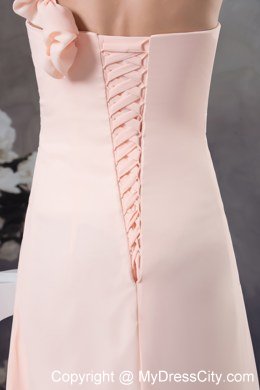 One Shoulder Flower Hand Made Flowers Pink Prom Dress