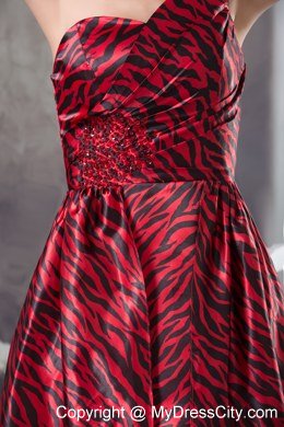 Leopard High-low Single Shoulder Appliques Multi-color Prom Gowns