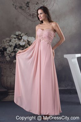 2013 Simple Column Sweetheart Beading Ruching Pink Prom Dress