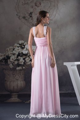 2013 Beaded Decorate Shoulder Pink Column Prom Dress