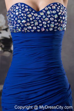 Mermaid Sweetheart Rhinestone Ruffled Layers Royal Blue Prom Dress