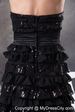 Column Ruffled Layers Strapless 2013 Prom Dress in Black