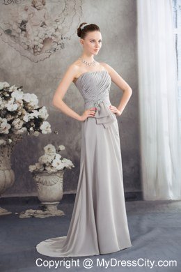 2013 Spring Beaded Strapless Empire Grey Brush Prom Dresses