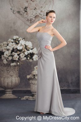 2013 Spring Beaded Strapless Empire Grey Brush Prom Dresses