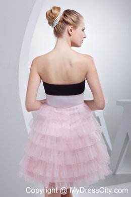 Column Sweetheart Beading Tiered Short Pink Prom Dress for Girls