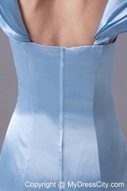 Mermaid Square Beading Baby Blue Prom Dress with Sleeves