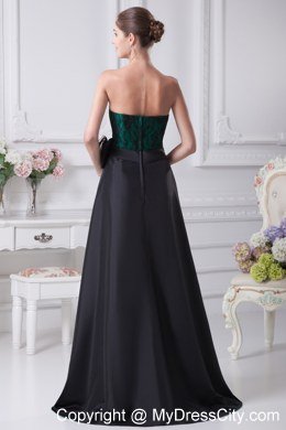 High-low Sweetheart Bowknot Lace Black and Green Prom Dresses