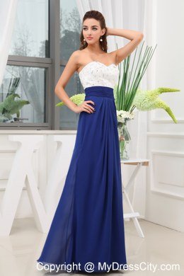 Elegant Beading Blue and White Sweetheart Prom Dress