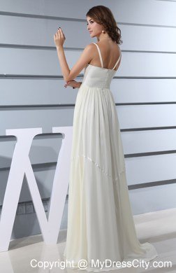 Prom Dresses with Empire Cutouts Spaghetti Straps White