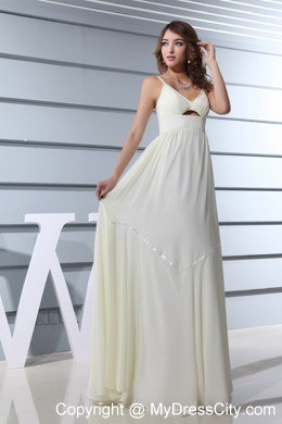 Prom Dresses with Empire Cutouts Spaghetti Straps White