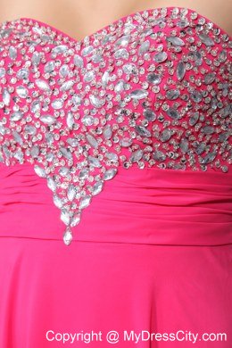 Hot Pink Column Sweetheart Beading Prom Dresses for 2013 Spring