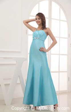 2013 Column Spaghetti Straps Beading Ankle-length Dress for Prom