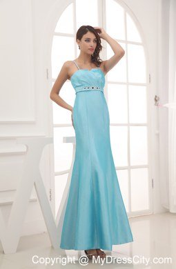 2013 Column Spaghetti Straps Beading Ankle-length Dress for Prom