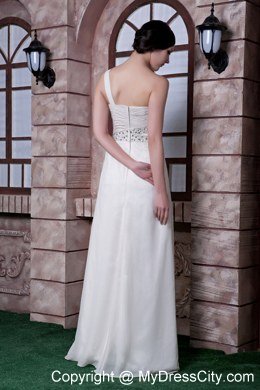 Beaded Decorate Waist Empire One Shoulder Beading Prom Dresses