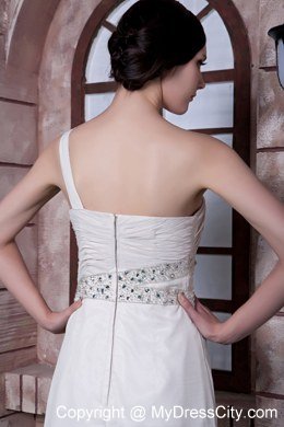 Beaded Decorate Waist Empire One Shoulder Beading Prom Dresses