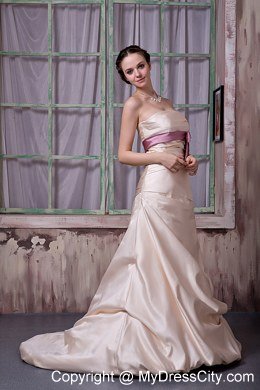 Champagne A-line Strapless 2013 Prom Gowns with Beading