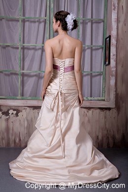 Champagne A-line Strapless 2013 Prom Gowns with Beading