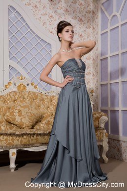 Simple Empire Strapless Brush Train Beading Dress for Prom