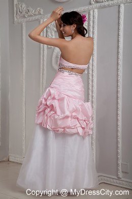 Baby Pink and White Mermaid Sweetheart Beading Prom Gowns