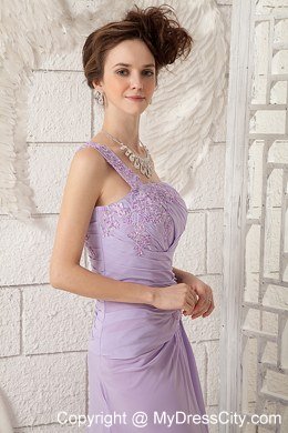 Lavender Single Shoulder Appliques Prom Dress for Customize