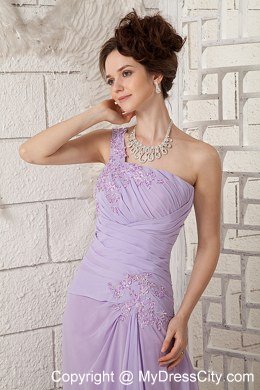 Lavender Single Shoulder Appliques Prom Dress for Customize