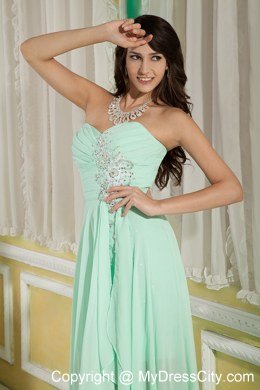 Pretty Apple Green High-low Empire Sweetheart Beading Prom Dress