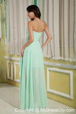 Pretty Apple Green High-low Empire Sweetheart Beading Prom Dress