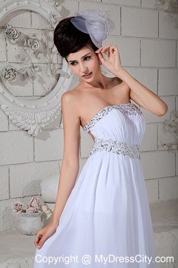 Dresses with the Back Covered Strapless Empire Beading Prom Dress