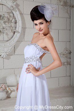 Dresses with the Back Covered Strapless Empire Beading Prom Dress