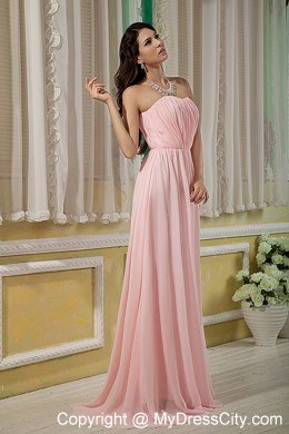 Baby Pink Prom Dress Empire Strapless Ruching