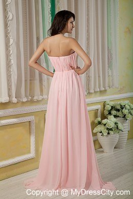 Baby Pink Prom Dress Empire Strapless Ruching