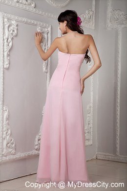 Cheap Baby Pink Prom Dress Empire Strapless Floor-length