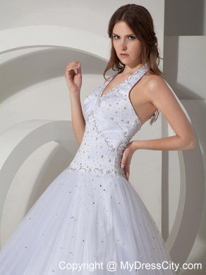 Halter White 2013 Design Beaded Decorate Quinceanera Dresses