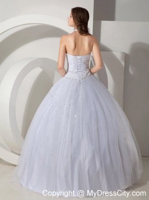 Halter White 2013 Design Beaded Decorate Quinceanera Dresses