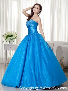 Blue Strapless Beading 2013 Wholesale Dress for Quinceaneras